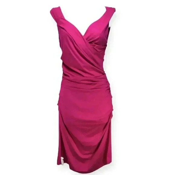 DVF Bentley Dress Jersey S 4 6 Ruched Bodycon Peony Midi Cocktail $285 Revolve - Picture 6 of 10